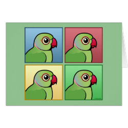 Four Color IRN / Indian Ringneck Parakeets Greeting Card