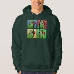 Four Color IRN / Indian Ringneck Parakeets Men's Basic Hooded Sweatshirt