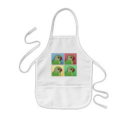 Four Color IRN / Indian Ringneck Parakeets Kid's Apron