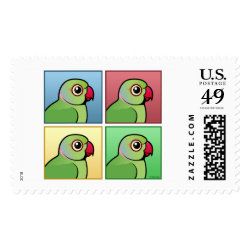 Four Color IRN / Indian Ringneck Parakeets Large Stamp 2.5