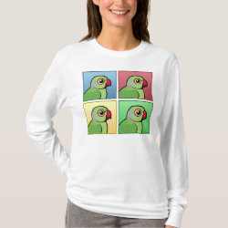 Four Color IRN / Indian Ringneck Parakeets Women's Basic Long Sleeve T-Shirt