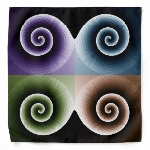 Four Color Spiral Abstract Art Bandana
