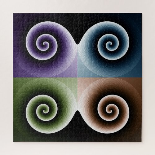 Four Color Spiral Abstract Art Jigsaw Puzzle