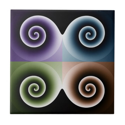 Four Color Spiral Art Ceramic Tile