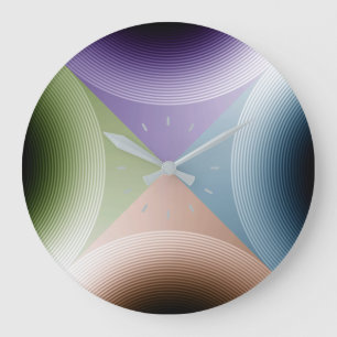 Four Color Spiral Art Large Clock