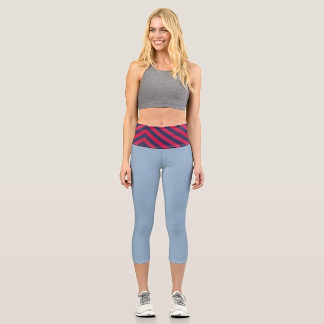 Four Color Striped Capri Leggings (Front)