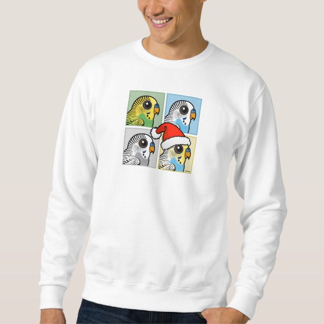 Four Color Xmas Budgies Sweatshirt (Front)
