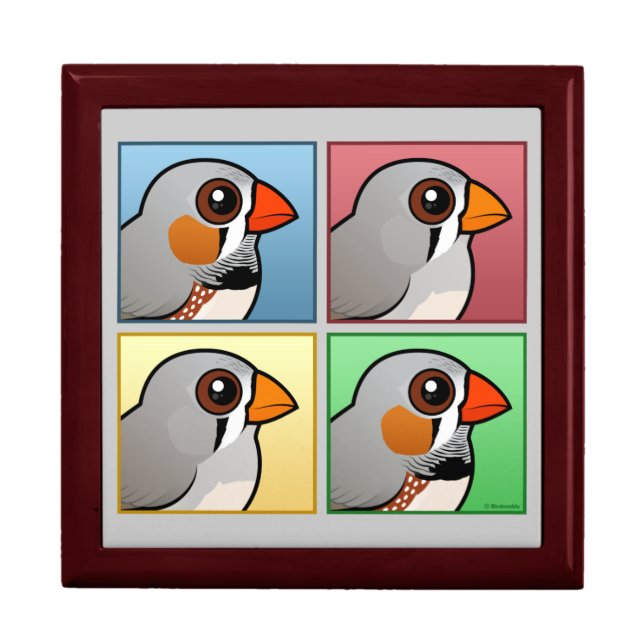 Four Color Zebra Finch Keepsake Box (Front)