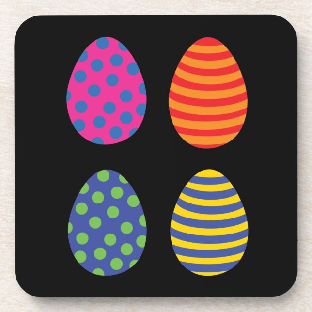 Four Colored Easter Eggs Beverage Coaster (Front)