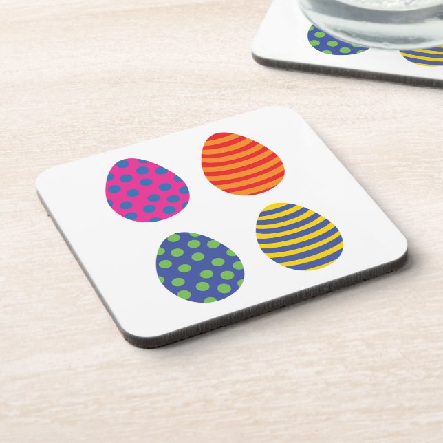 Four Colored Easter Eggs Beverage Coaster (Left Side)