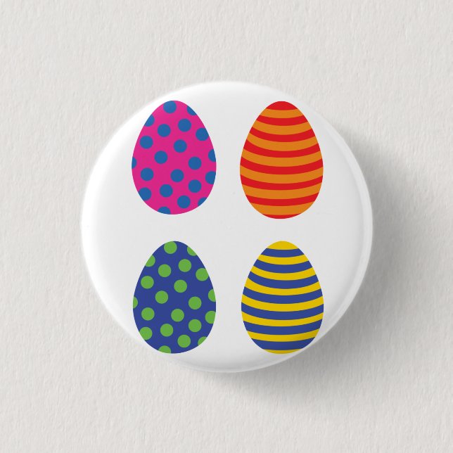 Four Colored Easter Eggs Button (Front)