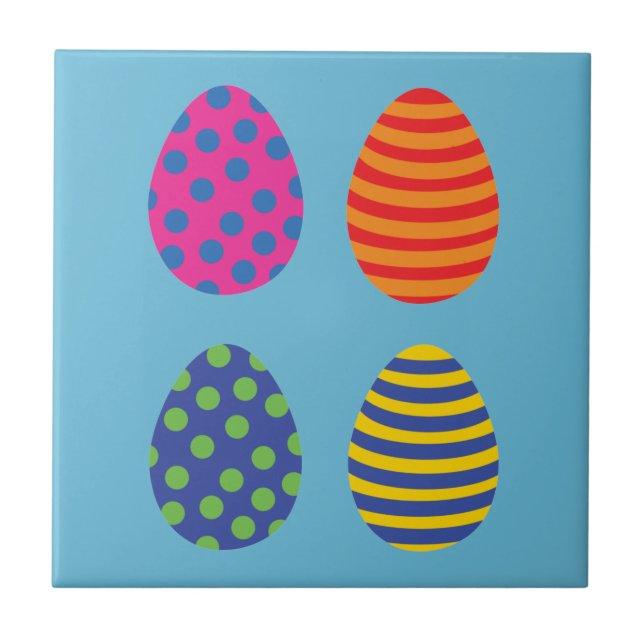 Four colored easter eggs ceramic tile (Front)