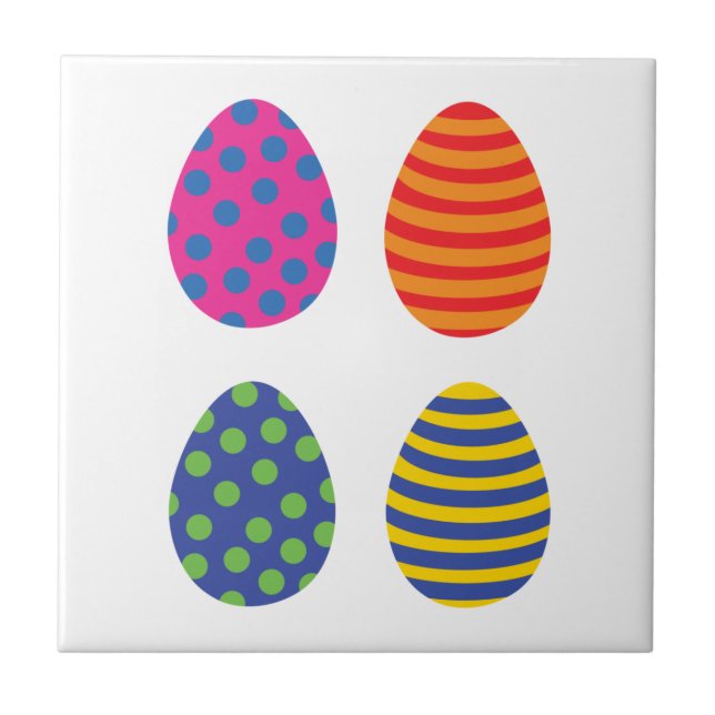 Four Colored Easter Eggs Ceramic Tile (Front)