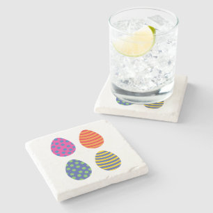 Four Colored Easter Eggs Stone Coaster