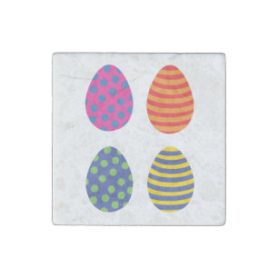 Four Colored Easter Eggs Stone Magnet