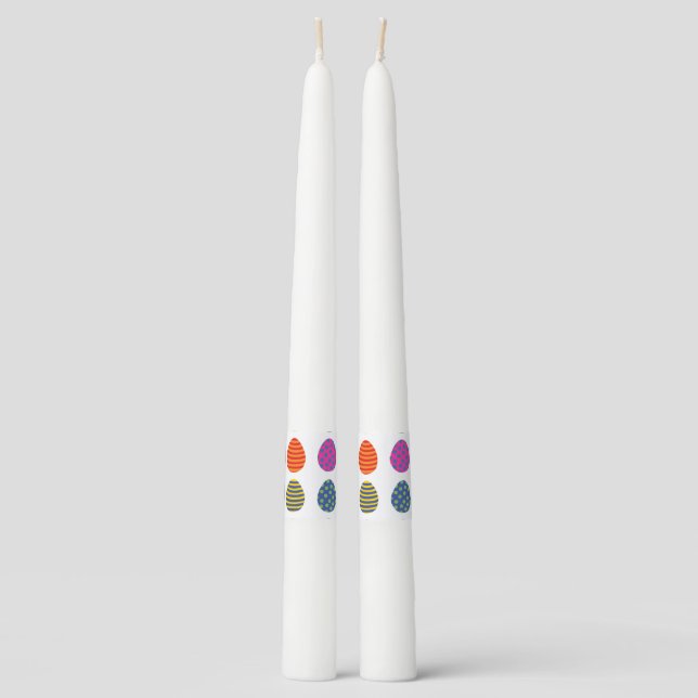 Four Colored Easter Eggs Taper Candle (Front)
