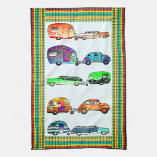 Four Colorful Caravans Dish Towels