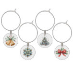 Four Colorful Christmas Symbols Wine Charm