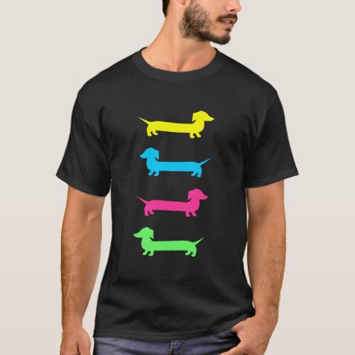 Four Colorful Dachshunds T_Shirt