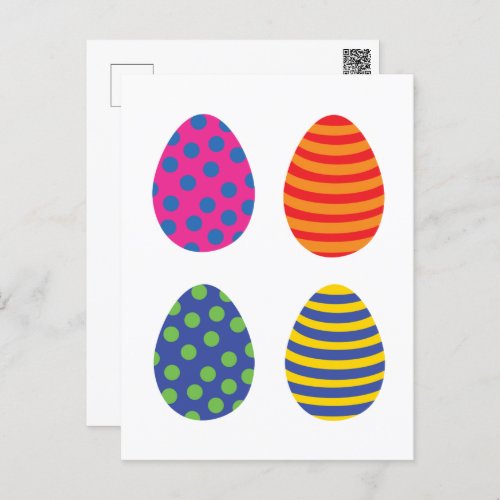 Four Colorful Easter Eggs Postcard