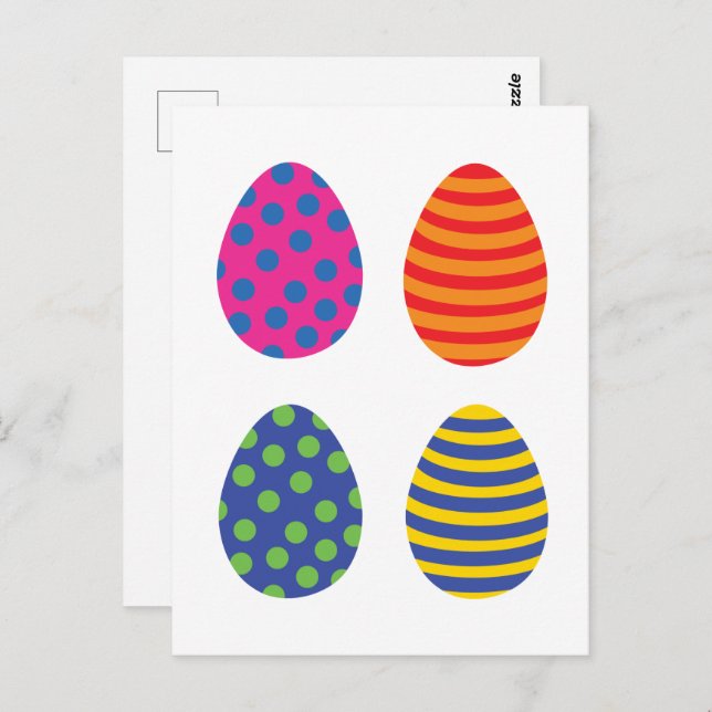 Four Colorful Easter Eggs Postcard (Front/Back)