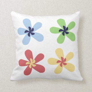 Four Colorful Flowers Throw Pillow