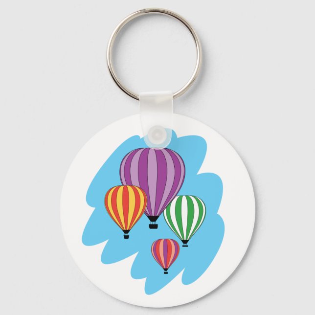 Four Colorful Hot Air Balloons Keychain (Front)