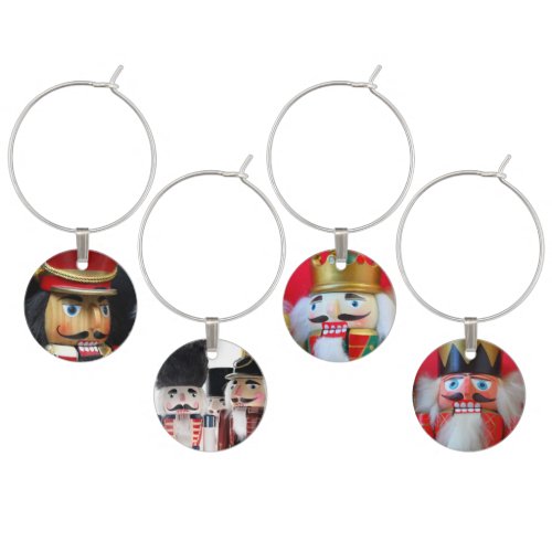 Four colorful nutcrackers wine charm