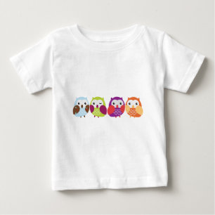Four Colorful Owls Baby T-Shirt