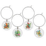 Four Colorful Parrots  Wine Charm