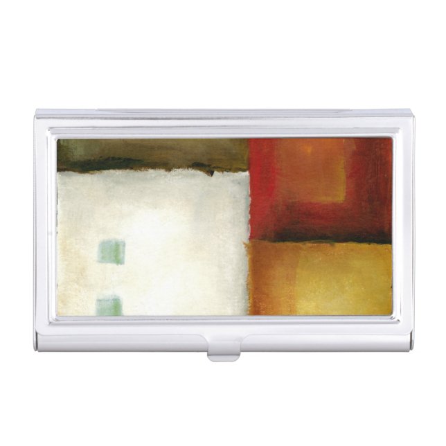 Four Colorful Rectangles by Chariklia Zarris Business Card Case (Front)