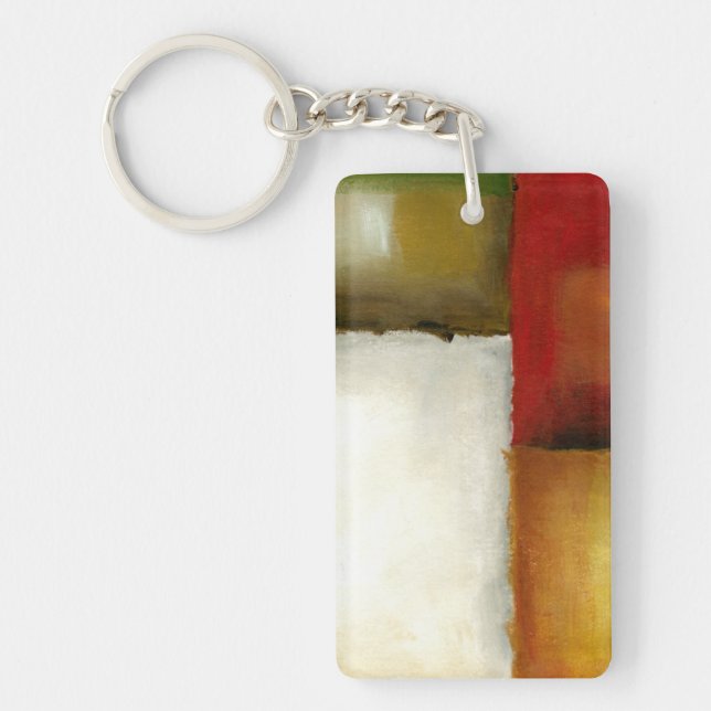 Four Colorful Rectangles by Chariklia Zarris Keychain (Front)
