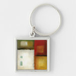 Four Colorful Rectangles by Chariklia Zarris Keychain