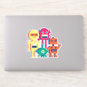 Four Colorful Robots Vinyl Sticker