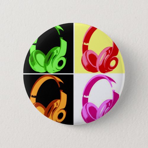 Four Colors Headphone Pop Art Head Phone Button