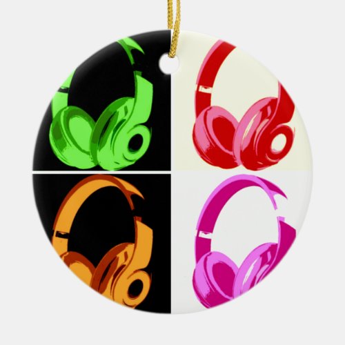 Four Colors Headphone Pop Art Head Phone Ceramic Ornament