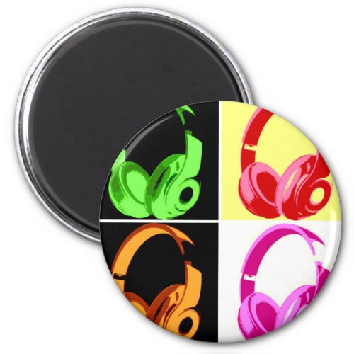 Four Colors Headphone Pop Art Head Phone Magnet