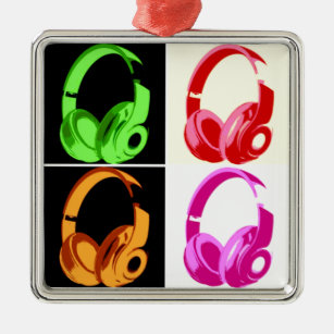 Four Colors Headphone Pop Art Head Phone Metal Ornament