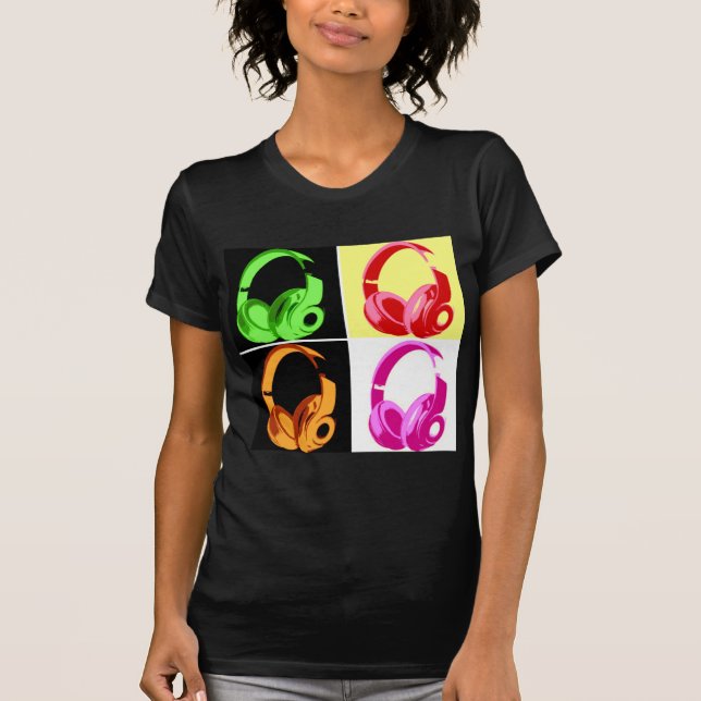 Four Colors Headphone Pop Art Head Phone T-Shirt (Front)