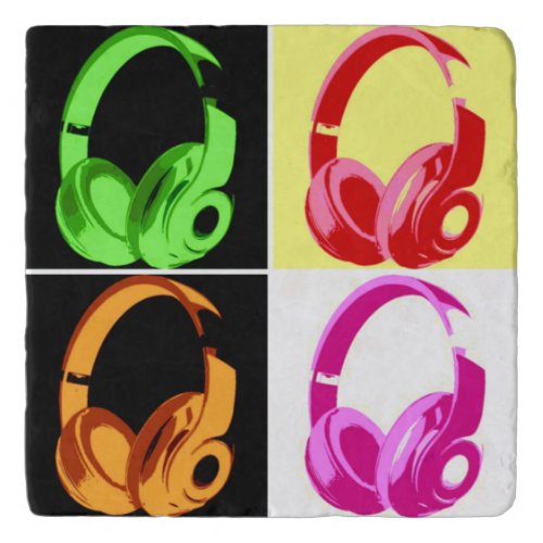 Four Colors Headphone Pop Art Head Phone Trivet