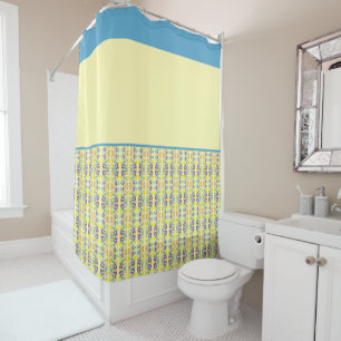 Four Colors on Yellow Shower Curtain