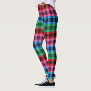 Four colors plaid pattern leggings