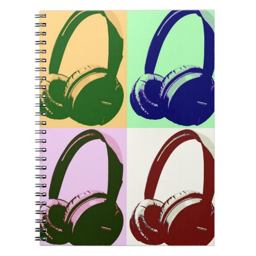 Four Colors Pop Art Headphones Notebook