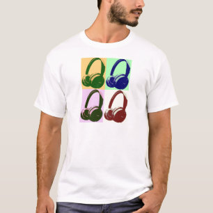 Four Colors Pop Art Headphones T-Shirt