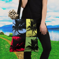 Four Colourful Palm Trees Design Tote Bag