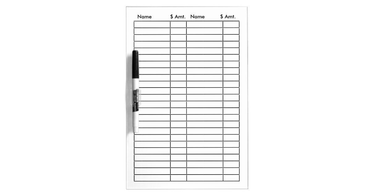 Four Columns Grid Dry Erase Boards Name Dollar Etc Zazzle