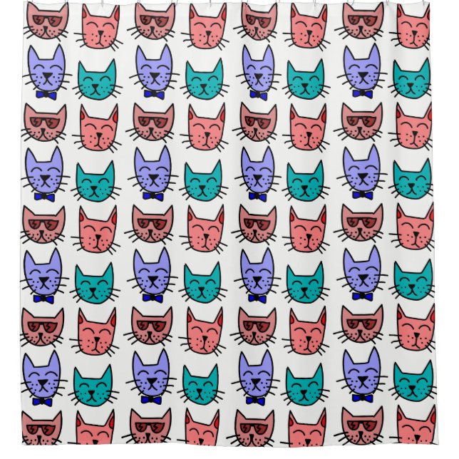 Four Cool Cats Shower Curtain (Front)