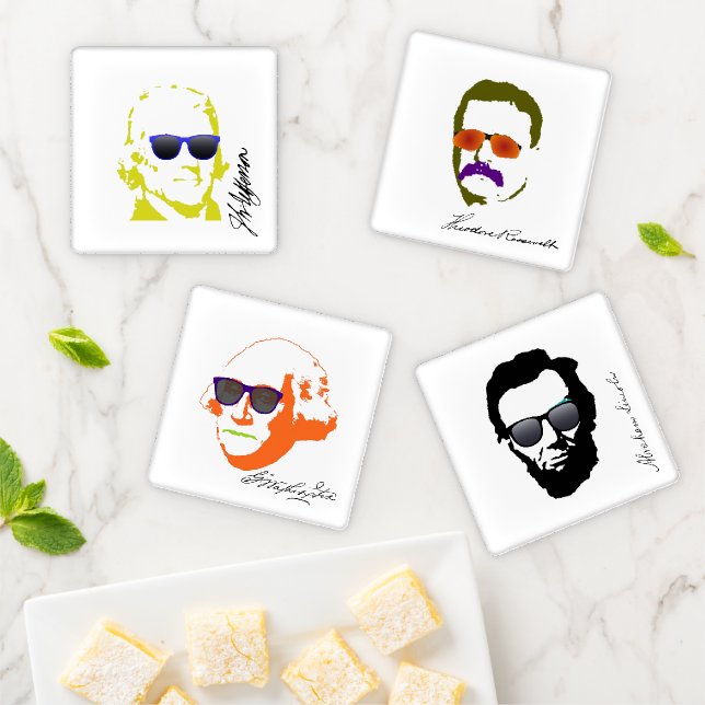 Four Cool Presidents Coaster Set (In Situ)