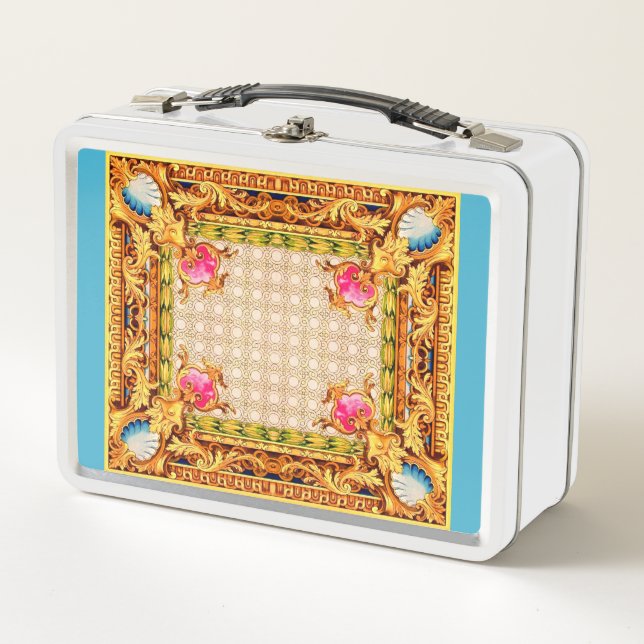 four corners Baroque Metal Lunch Box (Front)