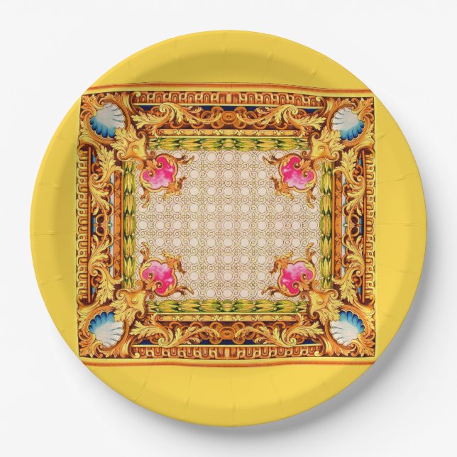 four corners Baroque Paper Plates (Front)